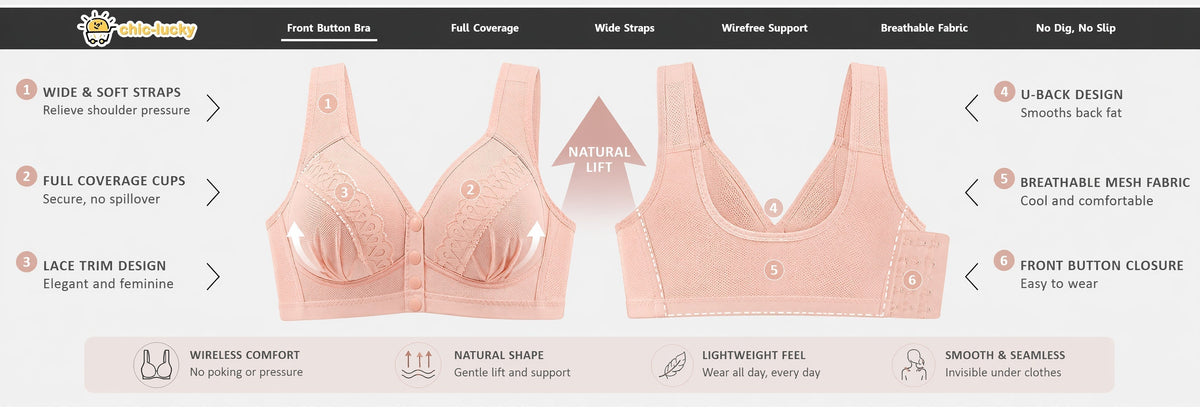 📢👙LAST DAY SPECIAL PRICE⚡50K+ SOLD💕Front-Button Cotton Bra – Breathable • Wire-Free • All-Day Support • Non-Padded & Skin-Friendly 🌿