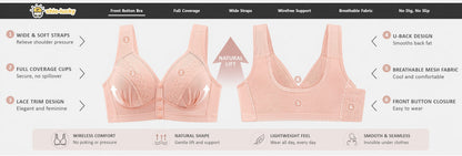 📢👙LAST DAY SPECIAL PRICE⚡50K+ SOLD💕Front-Button Cotton Bra – Breathable • Wire-Free • All-Day Support • Non-Padded & Skin-Friendly 🌿