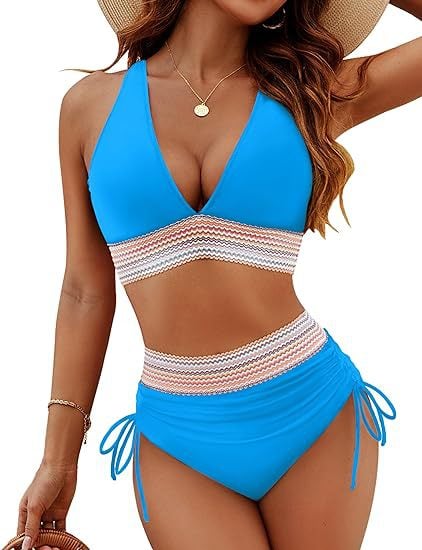 🔥LAST DAY SPECIAL PRICE: ￡14.99!!💥-👙2026 High Waisted Tummy Control Color Block Bikini Sets