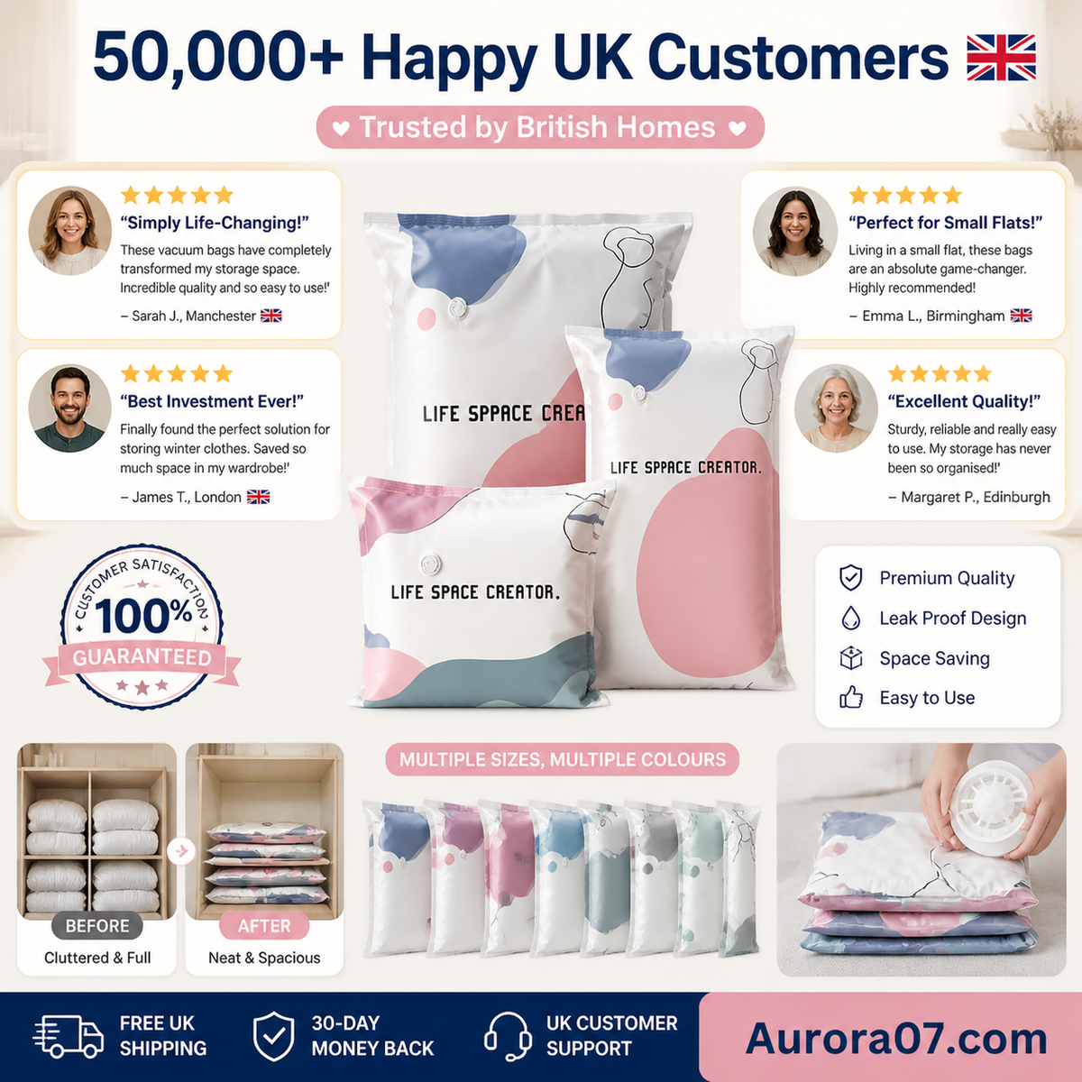 ⏳LAST DAY SALE ONLY ￡8.99!🏆🧳No‑Pump Vacuum Storage Bags – Press & seal, no pump needed. Saves 80% space, keeps clothes dry & dust‑free. Perfect for bulky bedding & off‑season gear. 🛏️🗄️