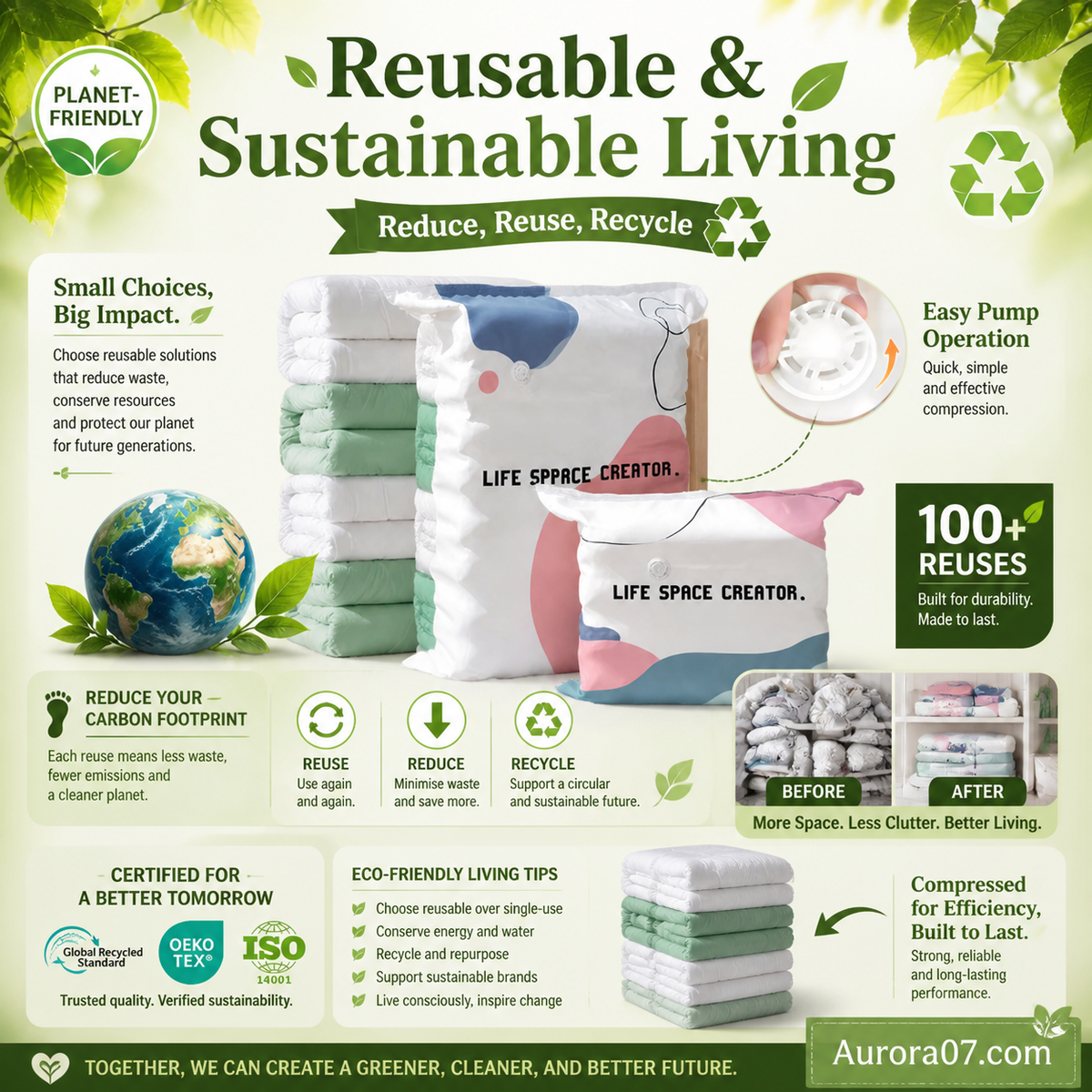 ⏳LAST DAY SALE ONLY ￡8.99!🏆🧳No‑Pump Vacuum Storage Bags – Press & seal, no pump needed. Saves 80% space, keeps clothes dry & dust‑free. Perfect for bulky bedding & off‑season gear. 🛏️🗄️