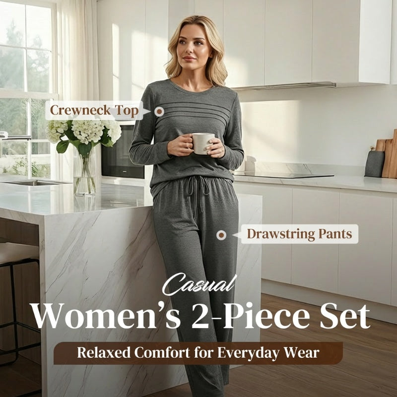 🔥 🔥LAST DAY – 50% OFF! 💐 Women’s Crew-Neck Top & Drawstring Trousers Set