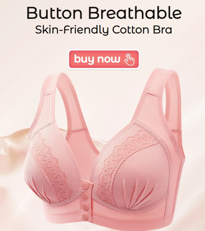 📢👙LAST DAY SPECIAL PRICE⚡50K+ SOLD💕Front-Button Cotton Bra – Breathable • Wire-Free • All-Day Support • Non-Padded & Skin-Friendly 🌿