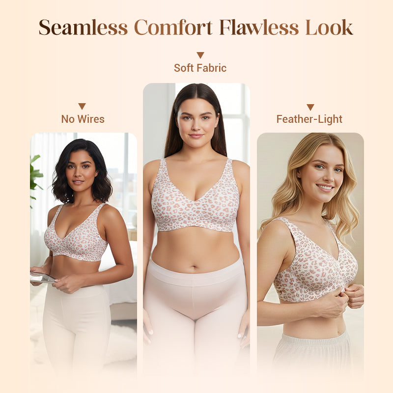 🌟🎉Final 12 Hours - Only ￡19.99!!🌸💕Jelly Wireless Womens Comfortable Wireless Bras Push Up Bralettes Seamless Tshirts Bras Deep V Everyday Bras
