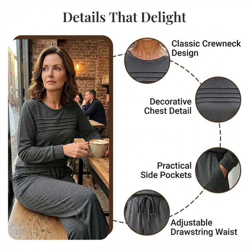 🔥 🔥LAST DAY – 50% OFF! 💐 Women’s Crew-Neck Top & Drawstring Trousers Set