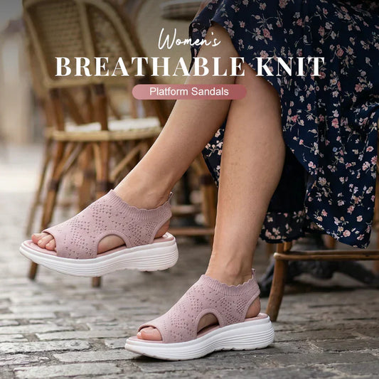 ⏳LAST DAY SALE ONLY ￡17.99!!💐 Women's Breathable Knit Platform Sandals – Air-permeable knit upper, cushioned sole & lightweight comfy summer footwear ✨