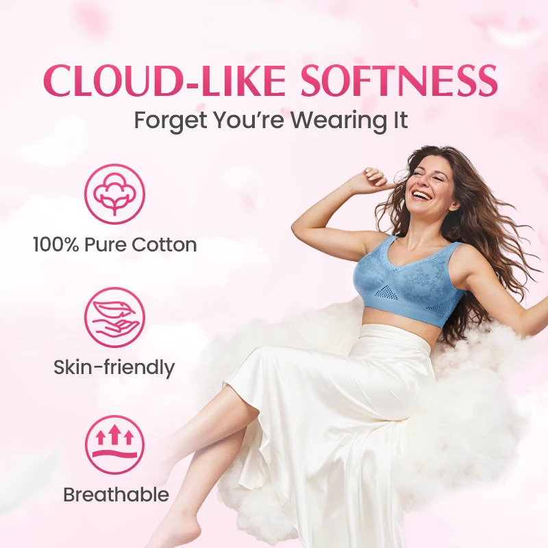 🌸Special Price £10.99 !!💕Buy 3 for 10% off🔥Pure Cotton Buttonless Comfy Lifting Bra