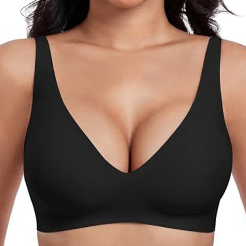 🌟🎉Final 12 Hours - Only ￡19.99!!🌸💕Jelly Wireless Womens Comfortable Wireless Bras Push Up Bralettes Seamless Tshirts Bras Deep V Everyday Bras