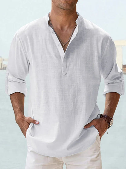 🔥Summer Hot Sale🔥Men's Cotton Linen Casual Long Sleeve Shirt