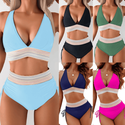 🔥LAST DAY SPECIAL PRICE: ￡14.99!!💥-👙2026 High Waisted Tummy Control Color Block Bikini Sets