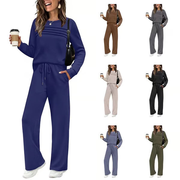 🔥 🔥LAST DAY – 50% OFF! 💐 Women’s Crew-Neck Top & Drawstring Trousers Set