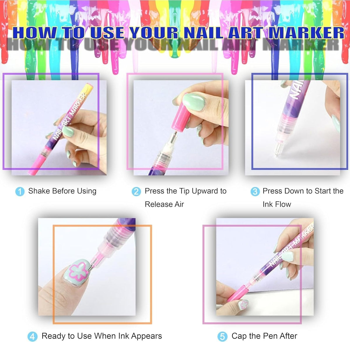 12 Colors Nail Art Pens Set🎨💅