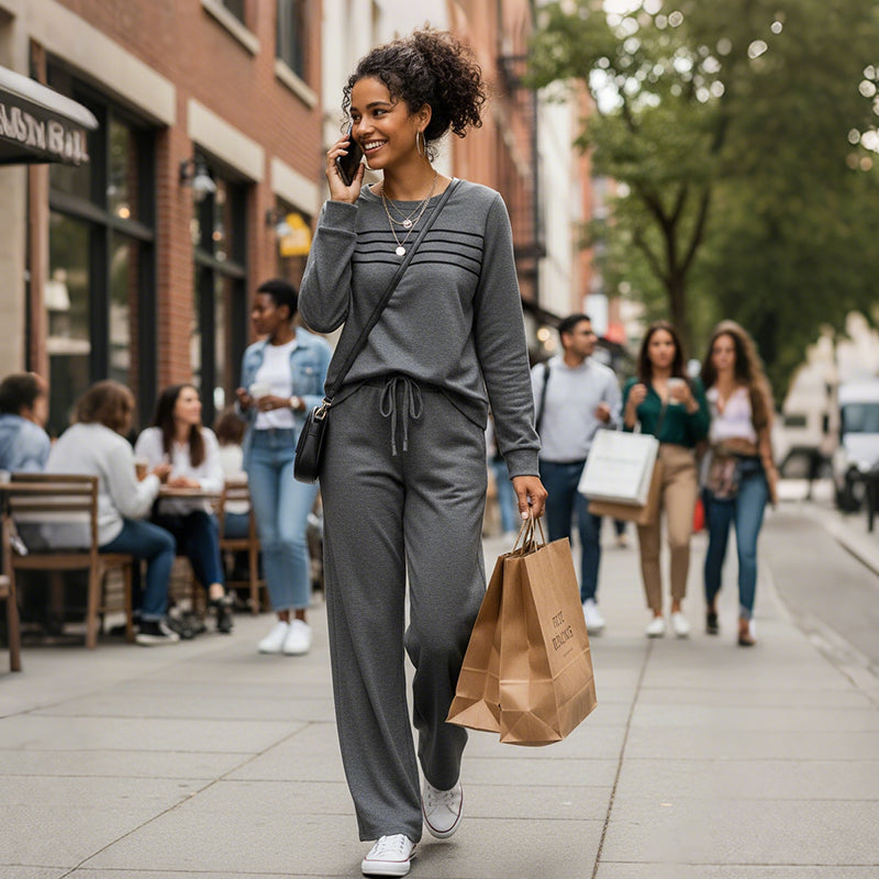 🔥 🔥LAST DAY – 50% OFF! 💐 Women’s Crew-Neck Top & Drawstring Trousers Set