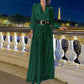 💖Limited Sale 50% OFF💖Elegant long-sleeved blouse with V-neckline and wide sequinned jumpsuit trousers