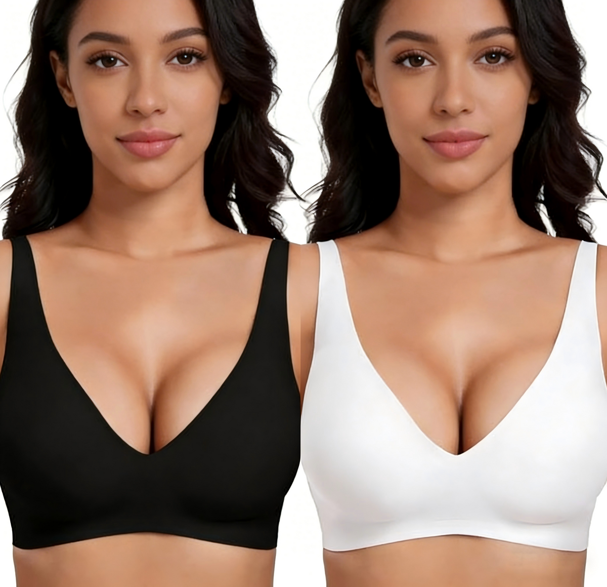 🌟🎉Final 12 Hours - Only ￡19.99!!🌸💕Jelly Wireless Womens Comfortable Wireless Bras Push Up Bralettes Seamless Tshirts Bras Deep V Everyday Bras