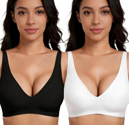 🌟🎉Final 12 Hours - Only ￡19.99!!🌸💕Jelly Wireless Womens Comfortable Wireless Bras Push Up Bralettes Seamless Tshirts Bras Deep V Everyday Bras
