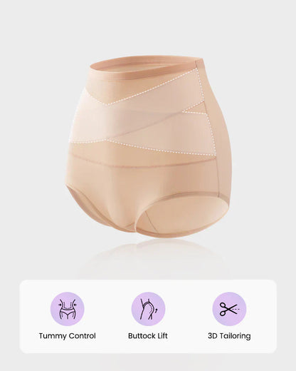 🌸  Special Price £16.99 ! 🔥Buy 1 Get 1 Free🎁Plus-Size High-Waist Cross Tummy Control Panties