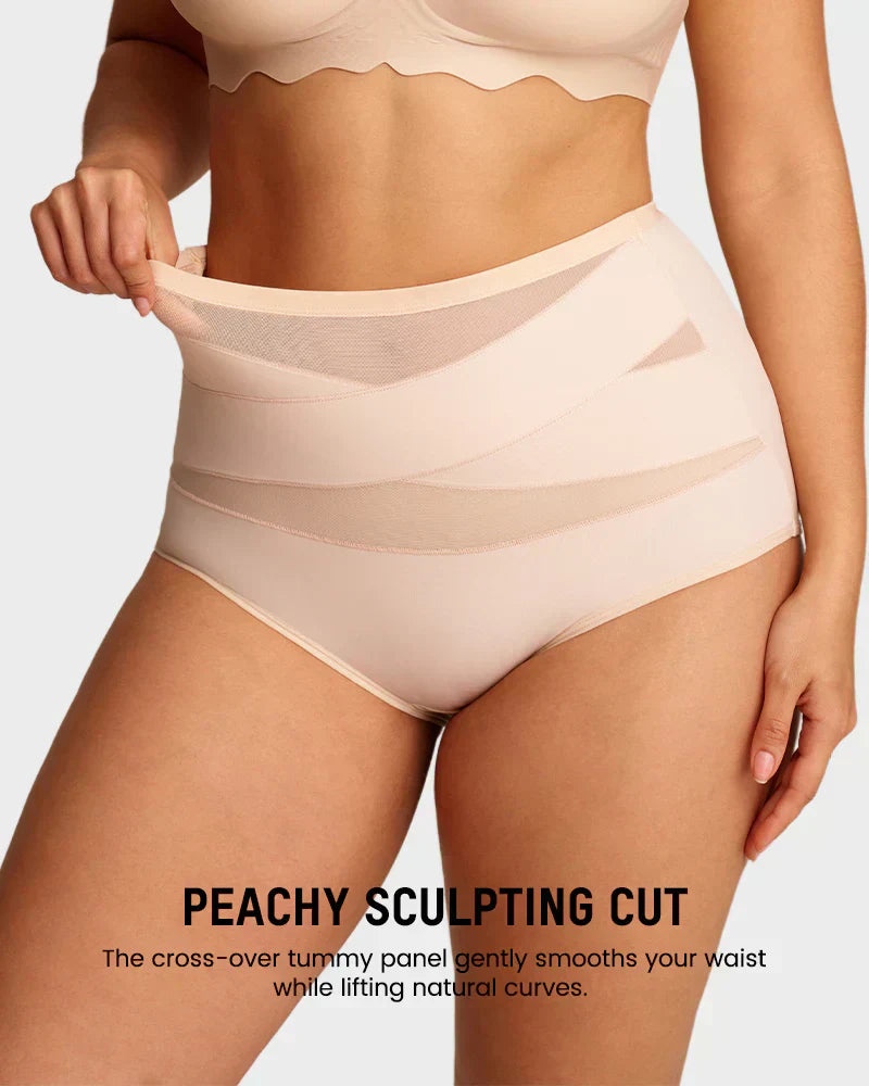 🌸  Special Price £16.99 ! 🔥Buy 1 Get 1 Free🎁Plus-Size High-Waist Cross Tummy Control Panties