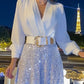 💖Limited Sale 50% OFF💖Elegant long-sleeved blouse with V-neckline and wide sequinned jumpsuit trousers