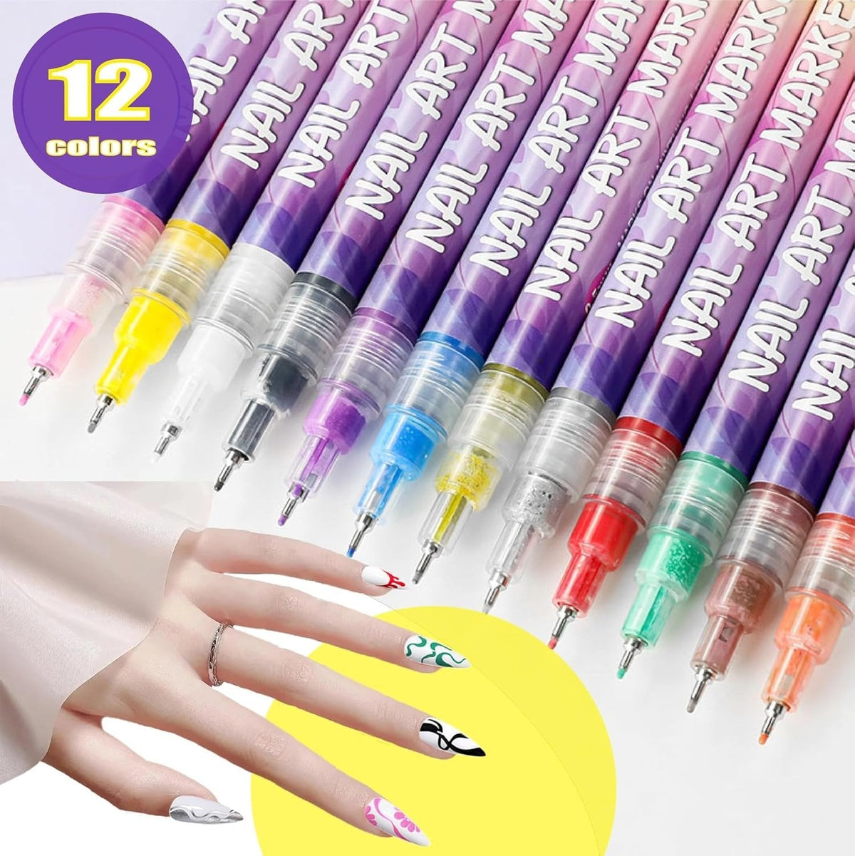 12 Colors Nail Art Pens Set🎨💅