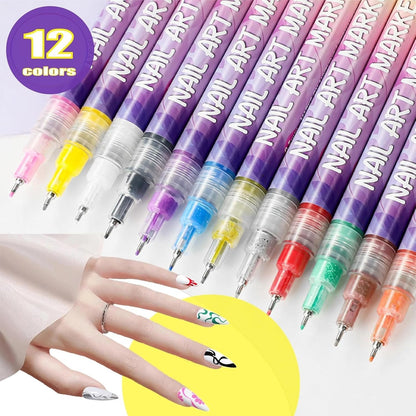 12 Colors Nail Art Pens Set🎨💅