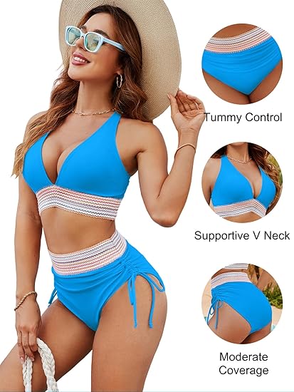 🔥LAST DAY SPECIAL PRICE: ￡14.99!!💥-👙2026 High Waisted Tummy Control Color Block Bikini Sets