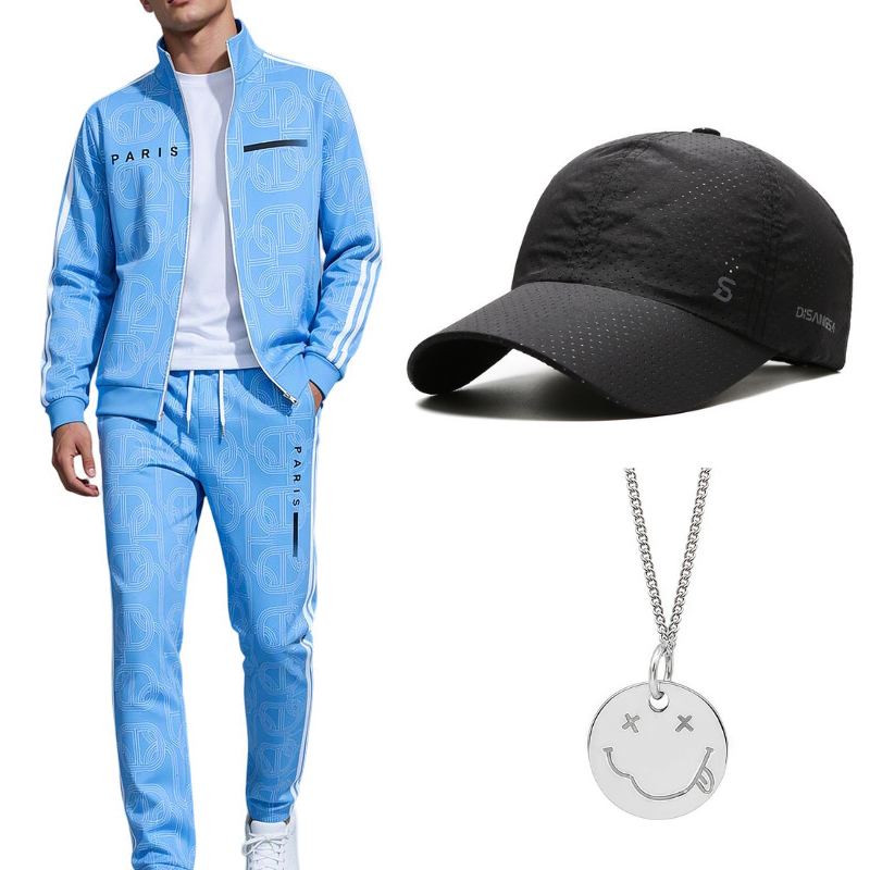 Men's Geometric Print Full-Zip Jacket & Pants Set