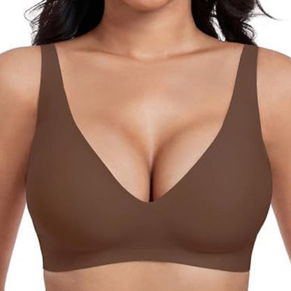 🌟🎉Final 12 Hours - Only ￡19.99!!🌸💕Jelly Wireless Womens Comfortable Wireless Bras Push Up Bralettes Seamless Tshirts Bras Deep V Everyday Bras