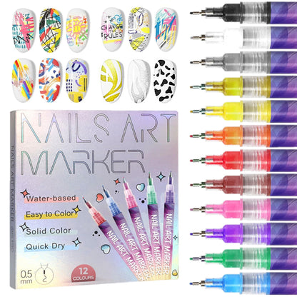 12 Colors Nail Art Pens Set🎨💅