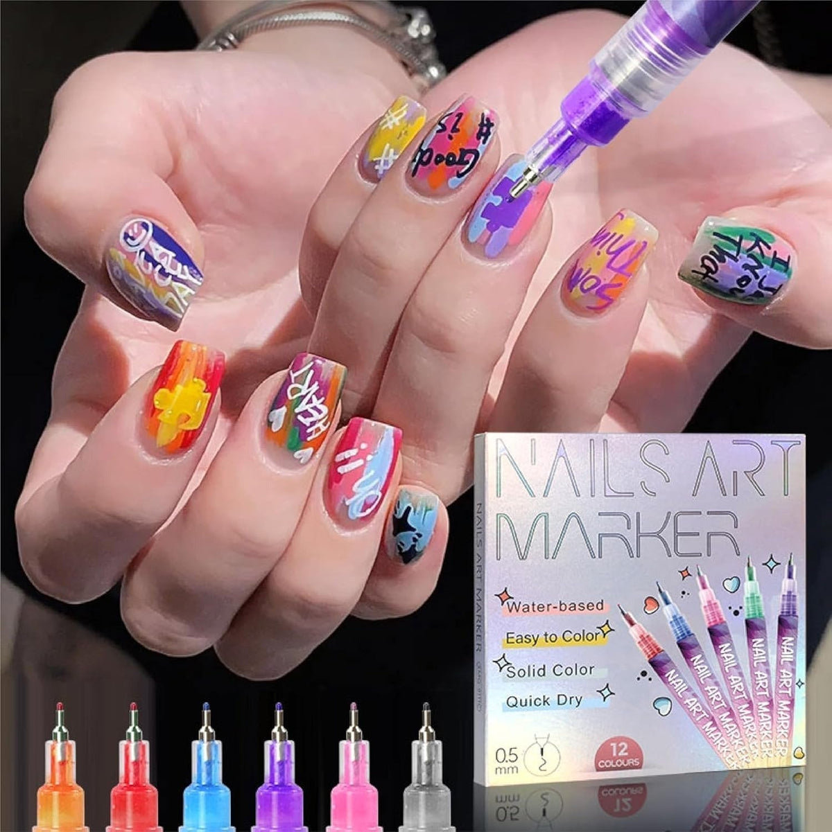 12 Colors Nail Art Pens Set🎨💅