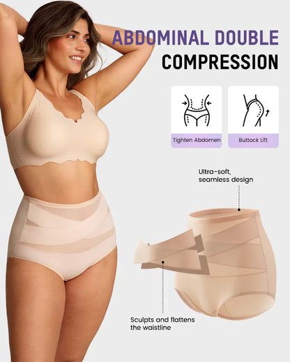 🌸  Special Price £16.99 ! 🔥Buy 1 Get 1 Free🎁Plus-Size High-Waist Cross Tummy Control Panties