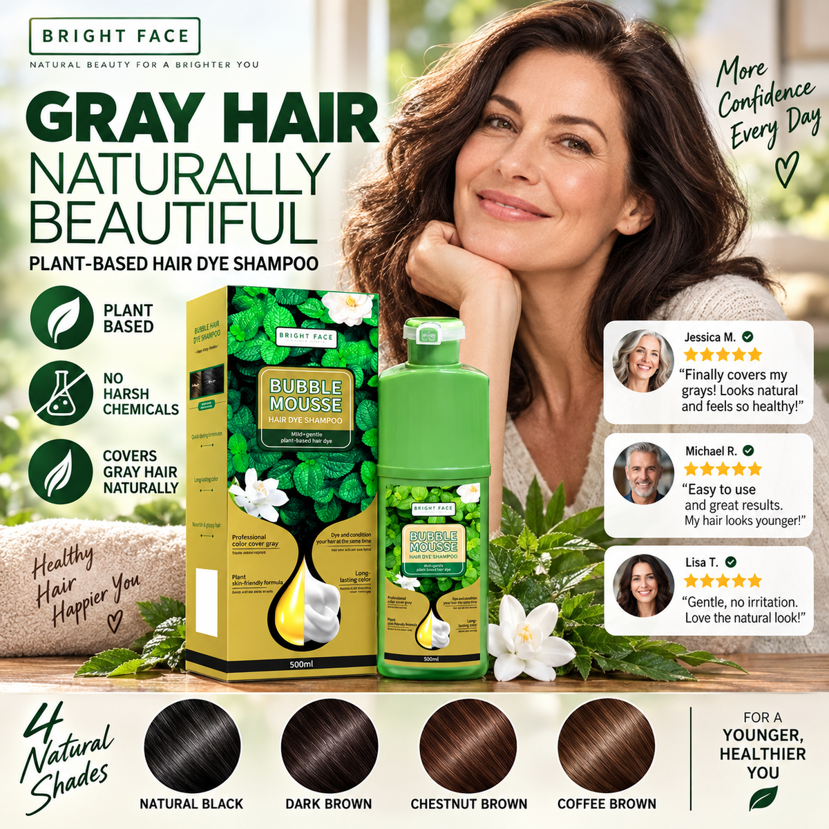 🏆 Last Day Special Price 16.99! 💇‍♀️Long‑Lasting Plant‑Based Foam Hair Dye｜Ammonia‑Free Easy DIY At‑Home Foam Hair Color