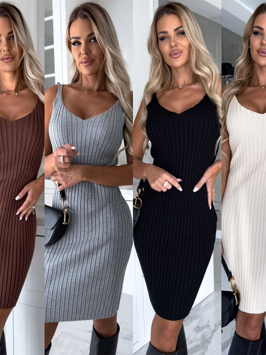 🌷👗Knit Pullover Sweater and Cami Dress Set