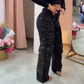 💎Women's Rhinestone Wide - Leg Pants with Pockets | Sparkle & Style