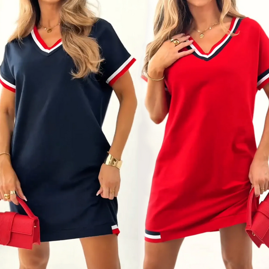 🎞️ Women's Striped Splicing Dress – Retro Vibes, Modern Comfort