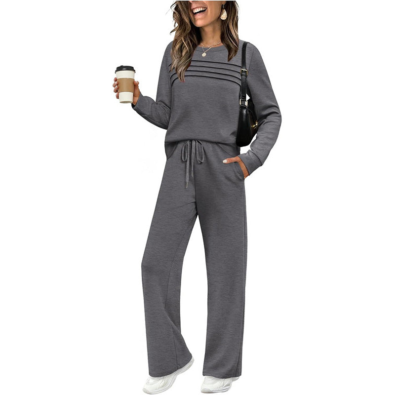 🔥 🔥LAST DAY – 50% OFF! 💐 Women’s Crew-Neck Top & Drawstring Trousers Set
