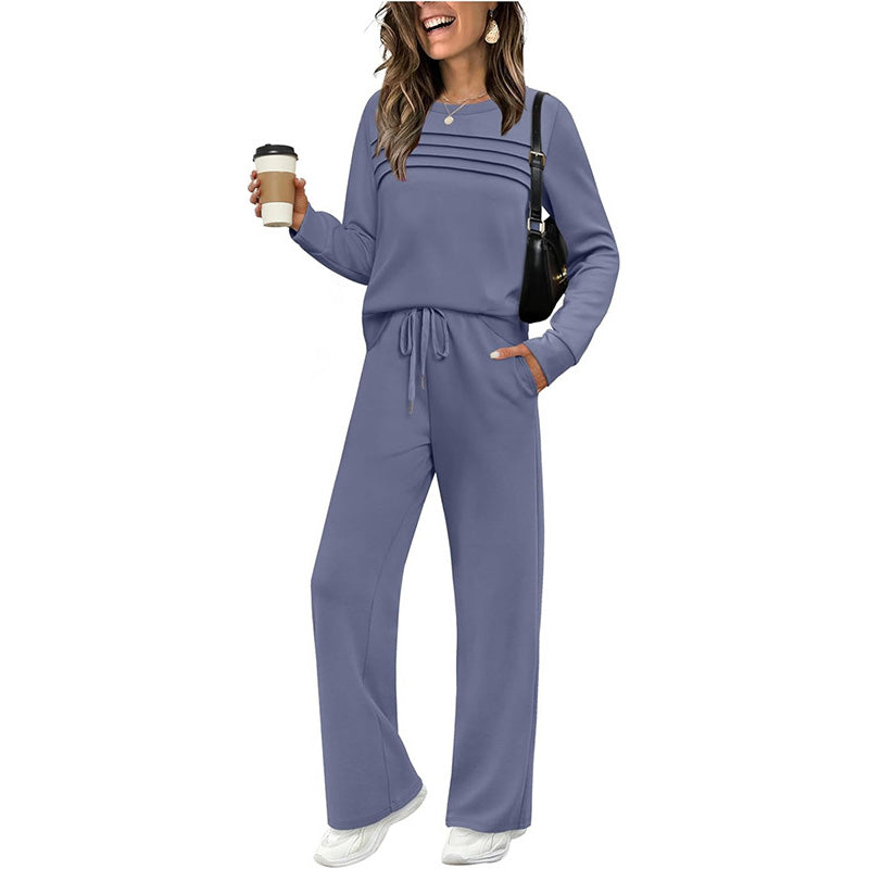 🔥 🔥LAST DAY – 50% OFF! 💐 Women’s Crew-Neck Top & Drawstring Trousers Set