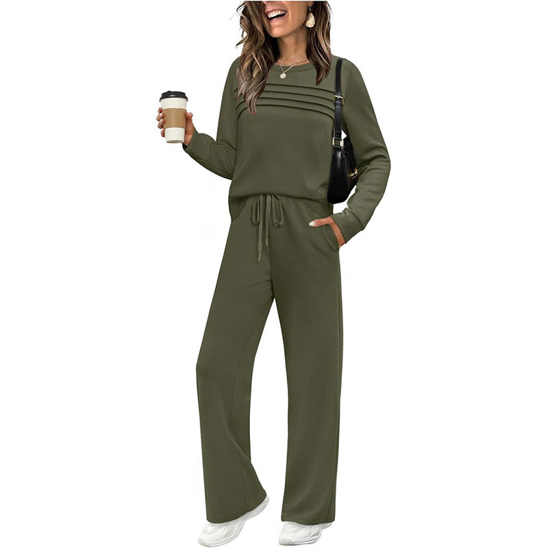 🔥 🔥LAST DAY – 50% OFF! 💐 Women’s Crew-Neck Top & Drawstring Trousers Set