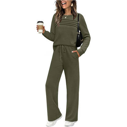🔥 🔥LAST DAY – 50% OFF! 💐 Women’s Crew-Neck Top & Drawstring Trousers Set