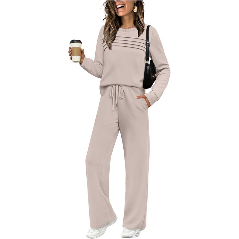 🔥 🔥LAST DAY – 50% OFF! 💐 Women’s Crew-Neck Top & Drawstring Trousers Set