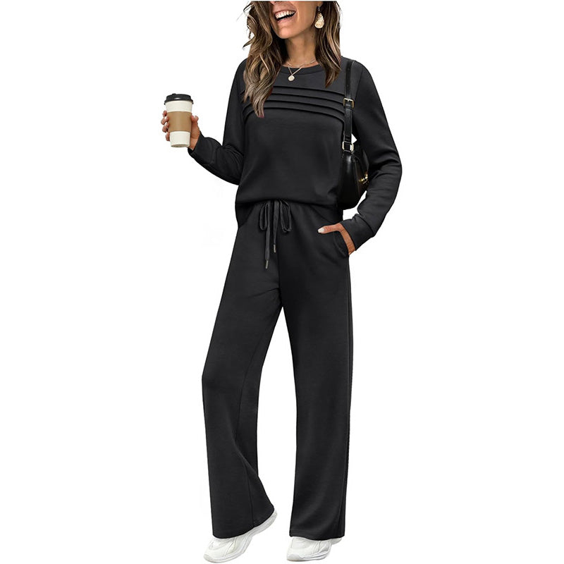 🔥 🔥LAST DAY – 50% OFF! 💐 Women’s Crew-Neck Top & Drawstring Trousers Set