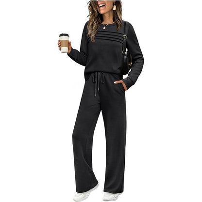 🔥 🔥LAST DAY – 50% OFF! 💐 Women’s Crew-Neck Top & Drawstring Trousers Set