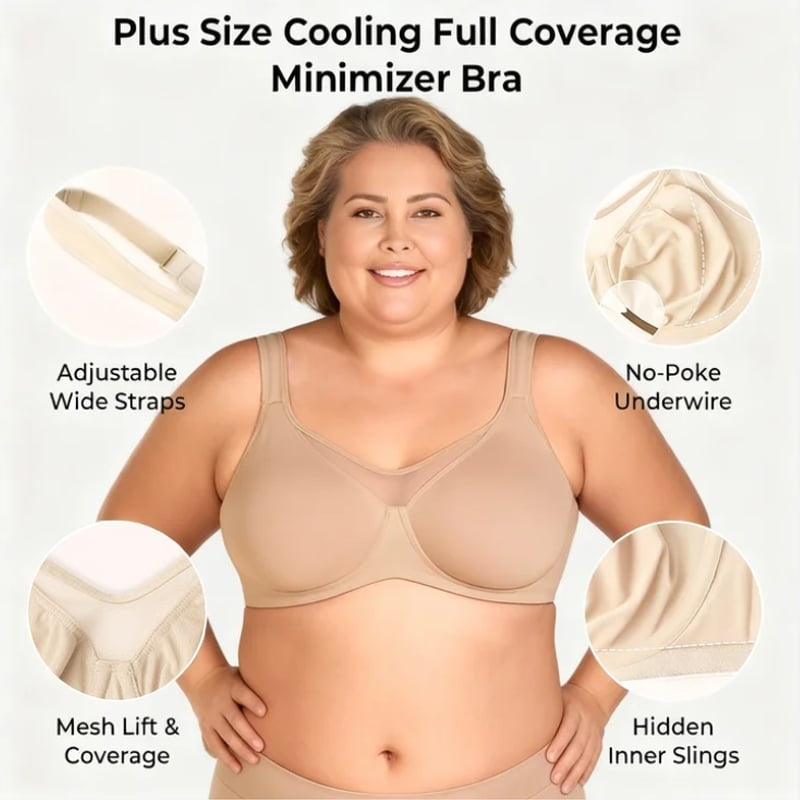 🏆 Last Day 50% Off Special Price ! 💐Women's Plus Size Cooling Full Coverage Minimizer Bra