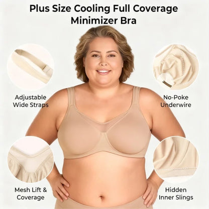 🏆 Last Day 50% Off Special Price ! 💐Women's Plus Size Cooling Full Coverage Minimizer Bra