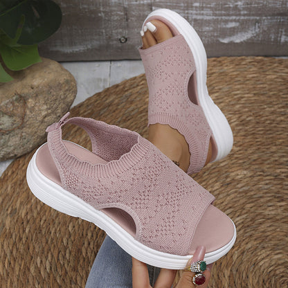 ⏳LAST DAY SALE ONLY ￡17.99!!💐 Women's Breathable Knit Platform Sandals – Air-permeable knit upper, cushioned sole & lightweight comfy summer footwear ✨