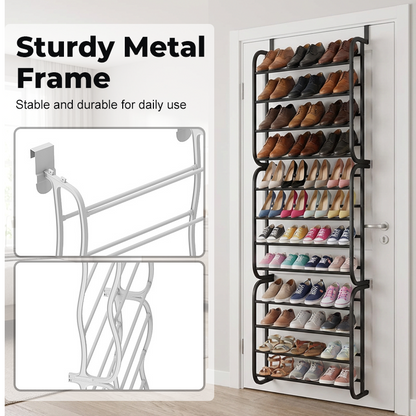 🏆 Over-the-Door Shoe Rack Organizer – 24 pockets & tool-free install – Fits standard doors, holds up to 24 pairs – perfect for entryway or closet 🚪✨