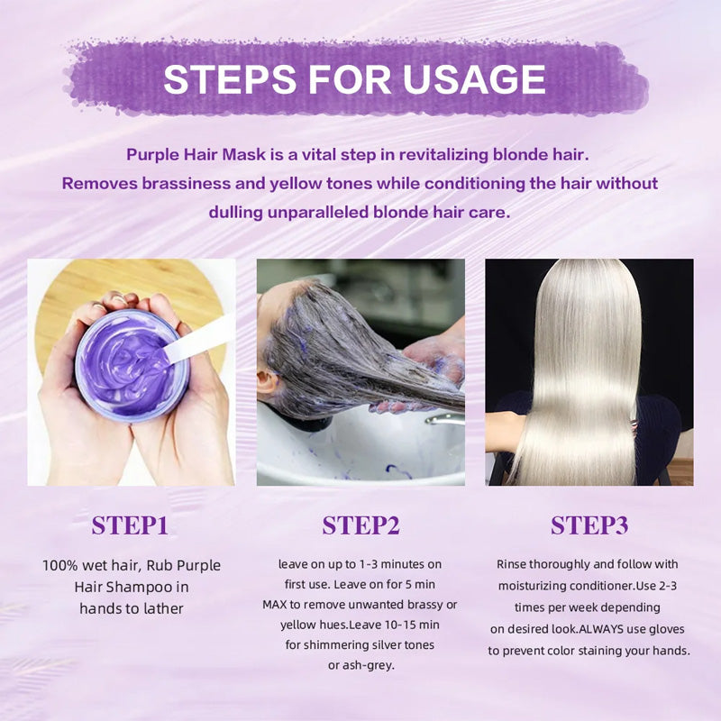 🏆 Last Day Special Price £14.99 ! ✨Moisturizing Purple Hair Mask with Long-Lasting Scent, Anti-Brass Deep Conditioning Mask for Blonde Bleached Hair