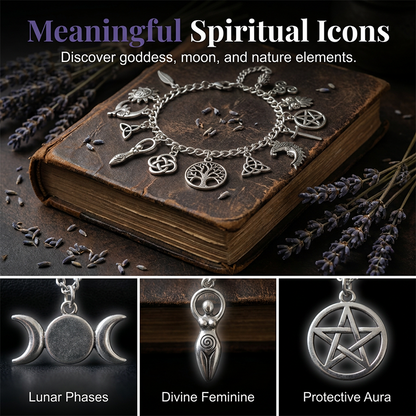 🌙✨ LIMITED-TIME 50% OFF! Vintage  Charm Bracelet for Women – Antique Silver Finish, Tree of Life, Celtic Knot & Moon Charms 🔮