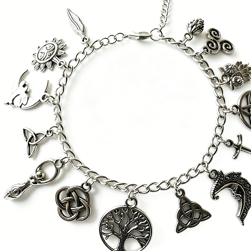 🌙✨ LIMITED-TIME 50% OFF! Vintage  Charm Bracelet for Women – Antique Silver Finish, Tree of Life, Celtic Knot & Moon Charms 🔮