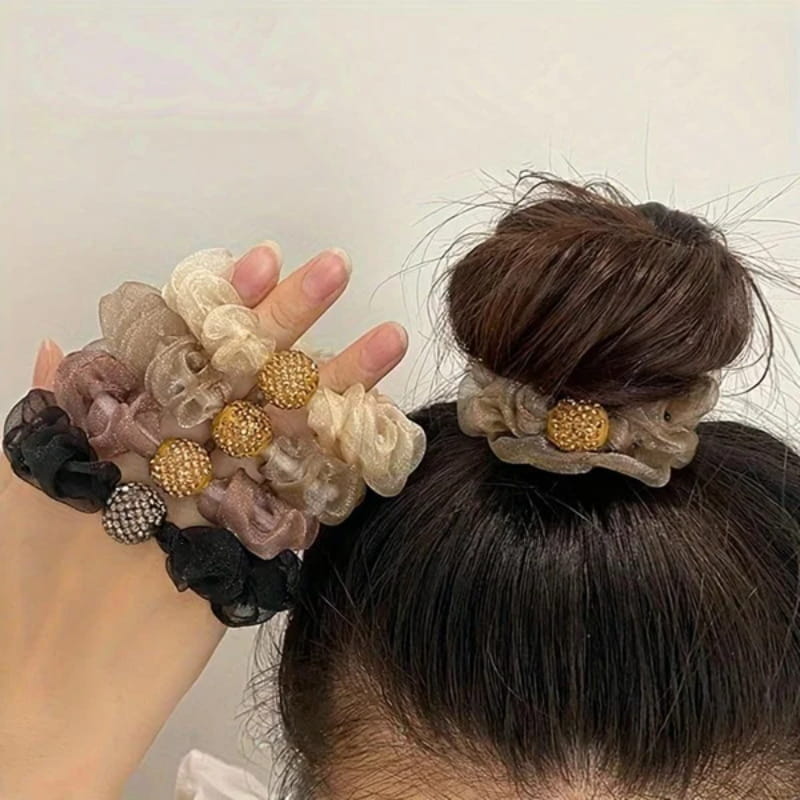Elegant Rhinestone Mesh Hair Ties（2 PC)